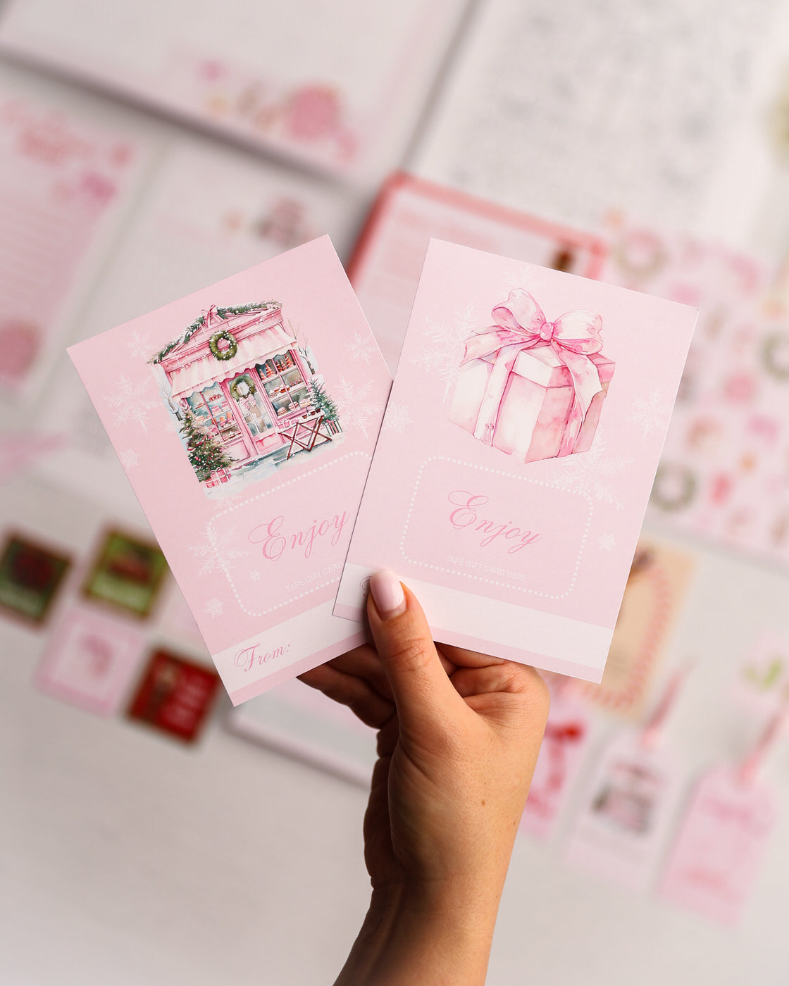 Pink Christmas Gift Card Holders - set of 2