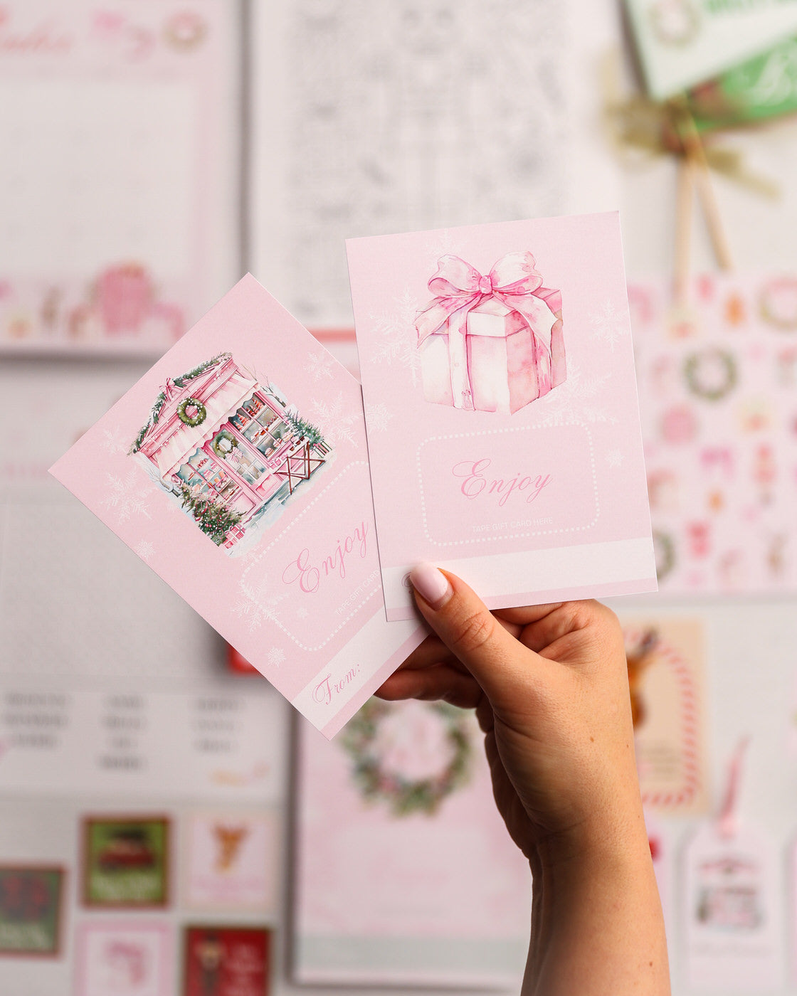 Pink Christmas Gift Card Holders - set of 2